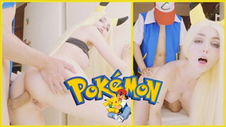 Entrenador de Pokemon encula a una rubia guapa flaca Pikachu