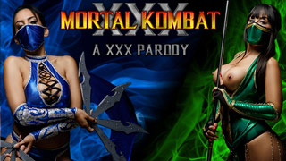 Parodia porno VR de Mortal Kombat. Kitana y Jade comparten verga