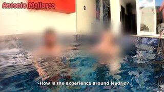 Mujer embarazada se monta un trío en la alberca con unos desconocidos